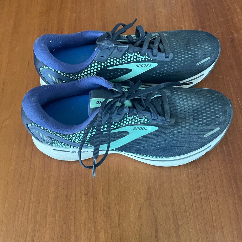 Brooks Women's Navy and Teal Athletic Shoes-Ghost 14